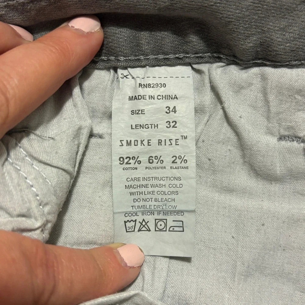 Smoke Rise Mens Gray Distressed Slim Fit Jeans JP22508DTZ Size 34x32 Streetwear